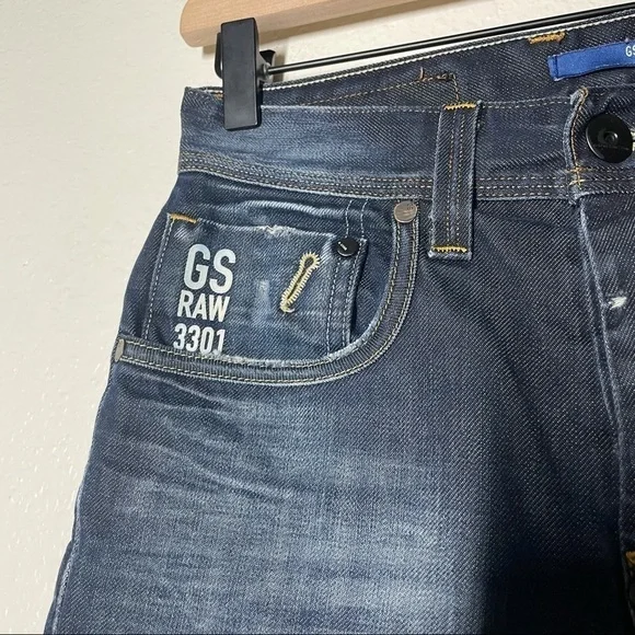 G-Star Raw3301 Dark Wash Attacc Straight Jeans